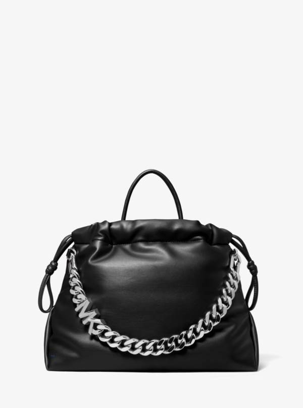 Damske Prenosná Taška Michael Kors Lina Medium Logo Faux Leather Čierne - Kabelky Michael Kors Slevy | VIRTS-9536